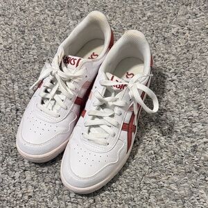 ASICS White Sneakers with Red Accents